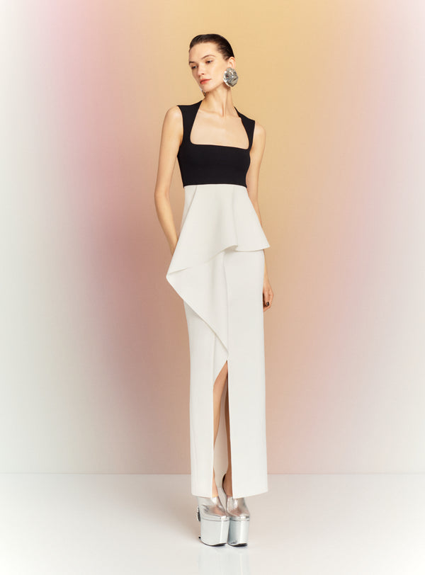 Solace London The Ally Maxi Dress In Black And Cream