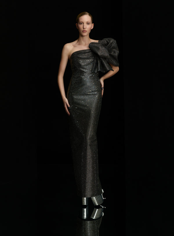 Solace London The Candi Crystal Maxi Dress In Black