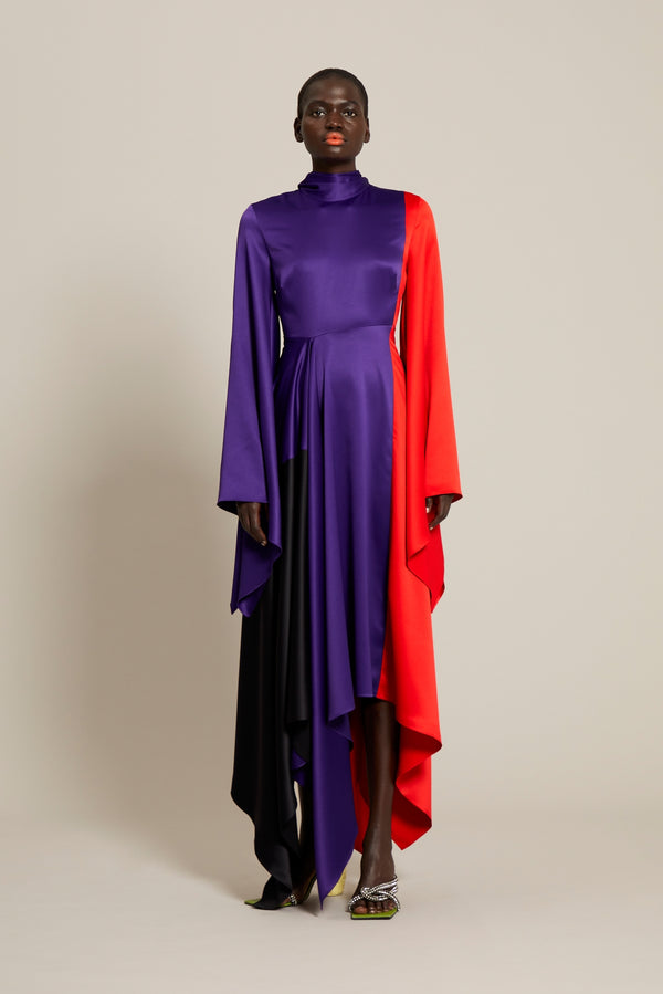 solace london The Ella Dress in Colour Block Purple