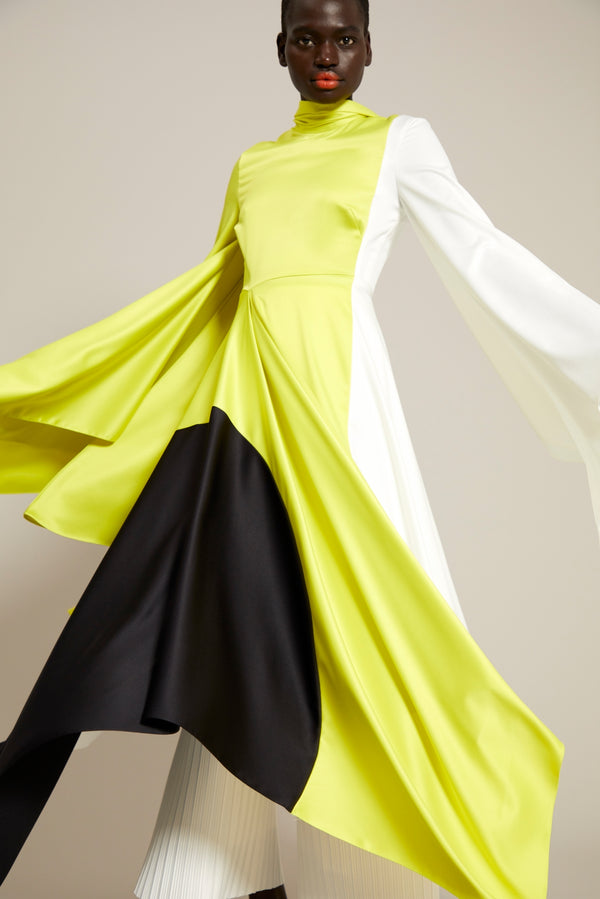 Solace London The Ella Dress In Colour Block Sulphur
