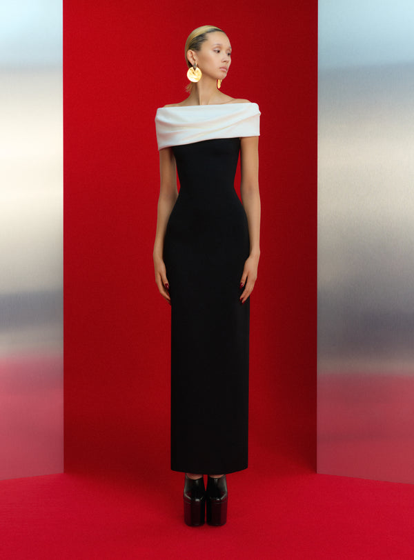 solace london The Eva Maxi Dress in Cream and Black