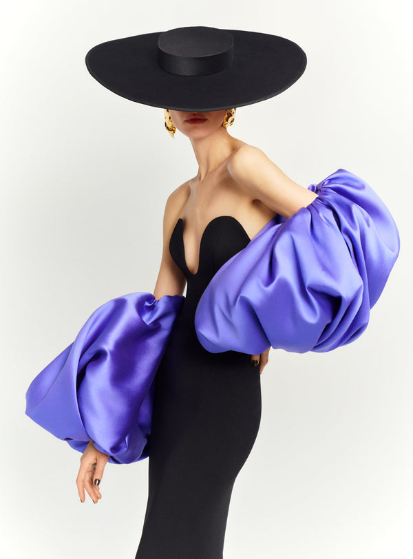 Solace London The Karina Maxi Dress In Black And Periwinkle