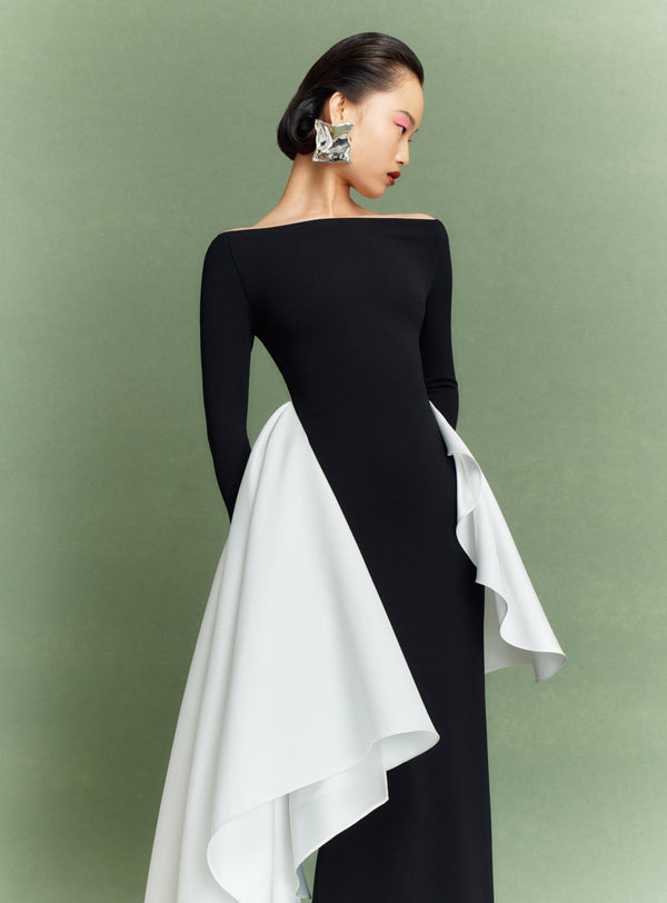 Solace London The Kiana Maxi Dress In Black And Cream