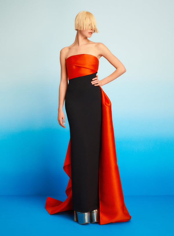 Solace London The Kinsley Maxi Dress In Orange & Black