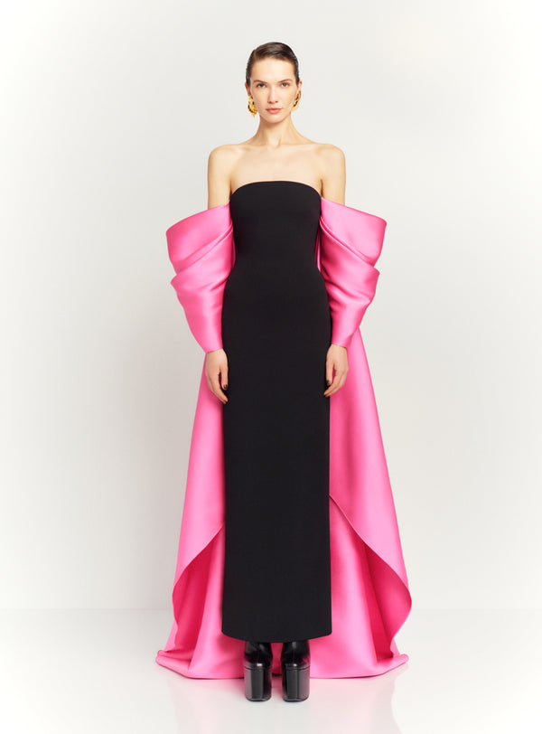 Solace London The Kyla Maxi Dress In Light Pink And Black