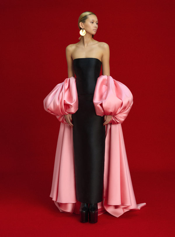 Solace London The Lea Maxi Dress In Soft Pink And Black