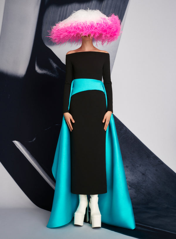Solace London The Livia Maxi Dress In Black & Turquoise