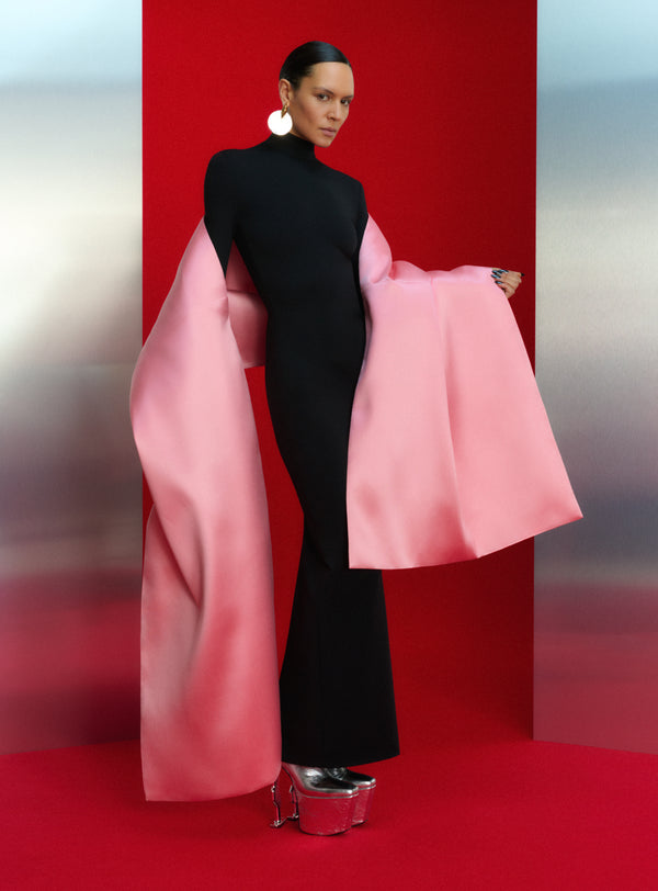 solace london The Lyana Maxi Dress in Soft Pink and Black