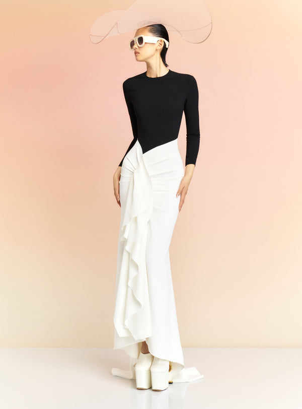 Solace London The Nia Maxi Dress In Black And Cream