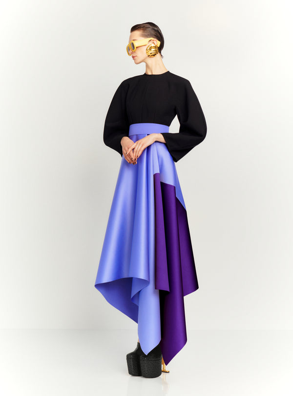 solace london The Quinn Midi Dress in Black Periwinkle and Amethyst