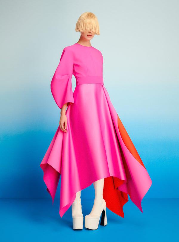 solace london The Quinn Midi Dress in Fuchsia & Orange