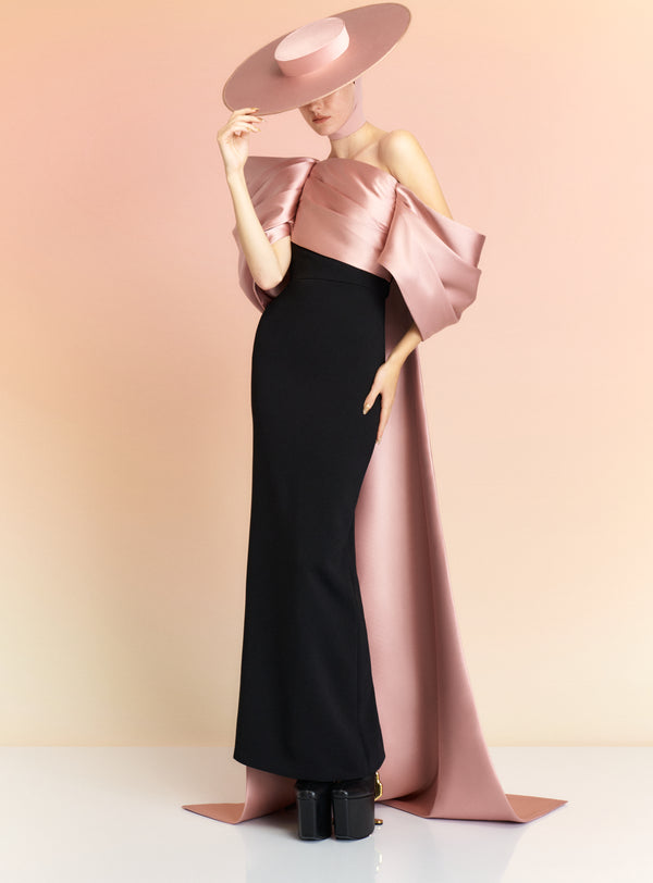 Solace London The Raye Maxi Dress In Oyster And Black