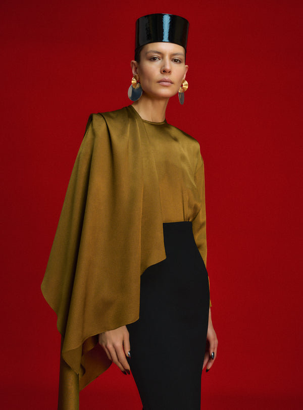 Solace London The River Maxi Dress In Gold And Black