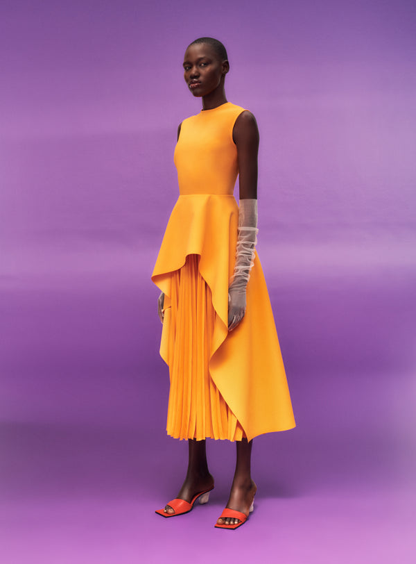Solace London The Severny Midi Dress In Bright Orange