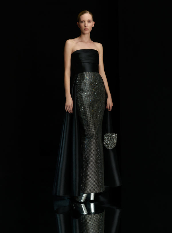 solace london The Tiffany Crystal Maxi Dress in Black