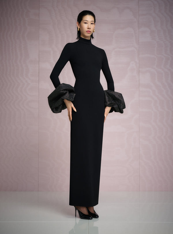 solace london The Viviana Crystal Maxi Dress in Black