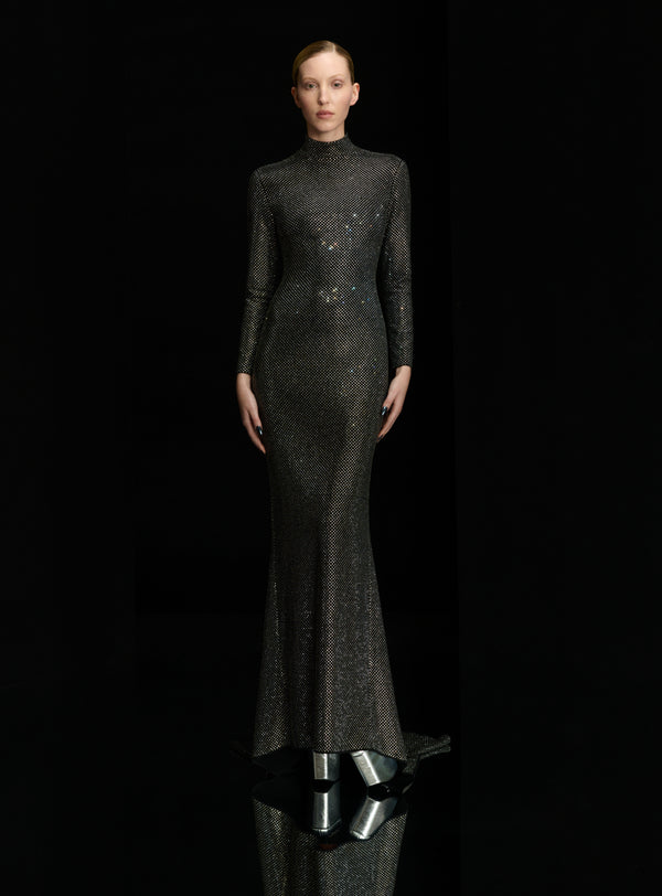 solace london The Vivienne Crystal Maxi Dress in Black