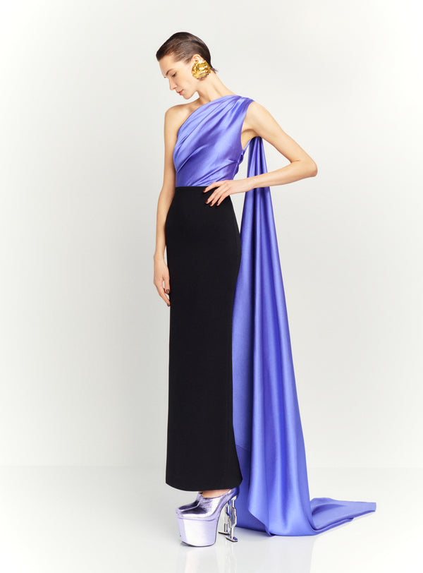 Solace London The Yeva Maxi Dress In Periwinkle And Black
