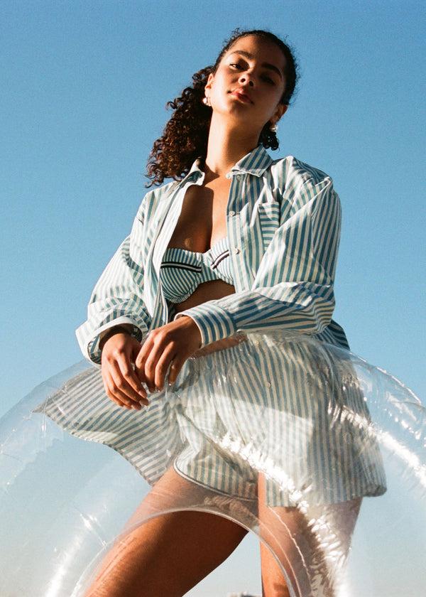 Solid & Striped Avril Button Down Shirt French Blue / Brule Stripe