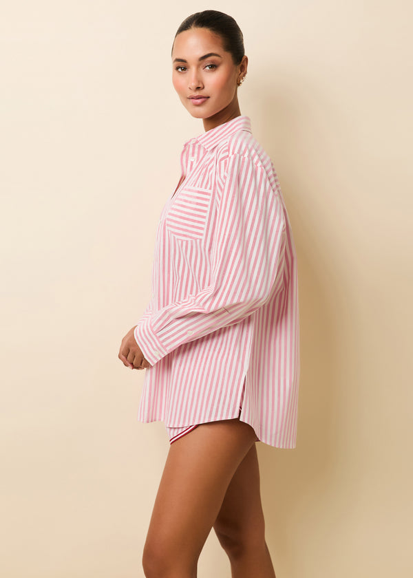 Solid & Striped Avril Button Down Taffy Pink / Brule Stripe