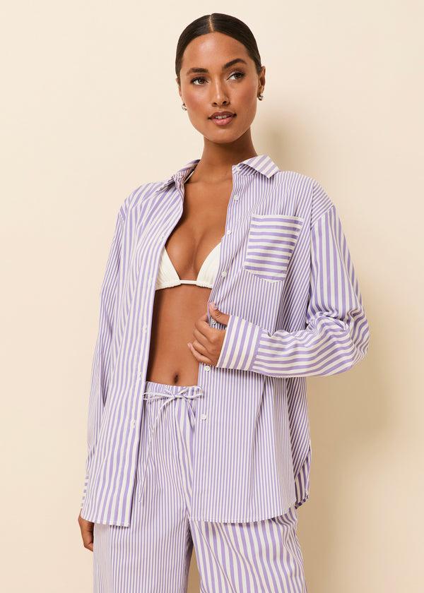 Solid & Striped Avril Button Down Ultra Violet Stripe