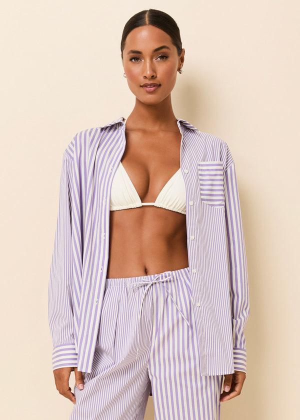 solid & striped Avril Button Down Ultra Violet Stripe