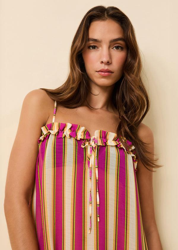 Solid & Striped Ayden Dress Crinkle Sheer South Beach Stripe