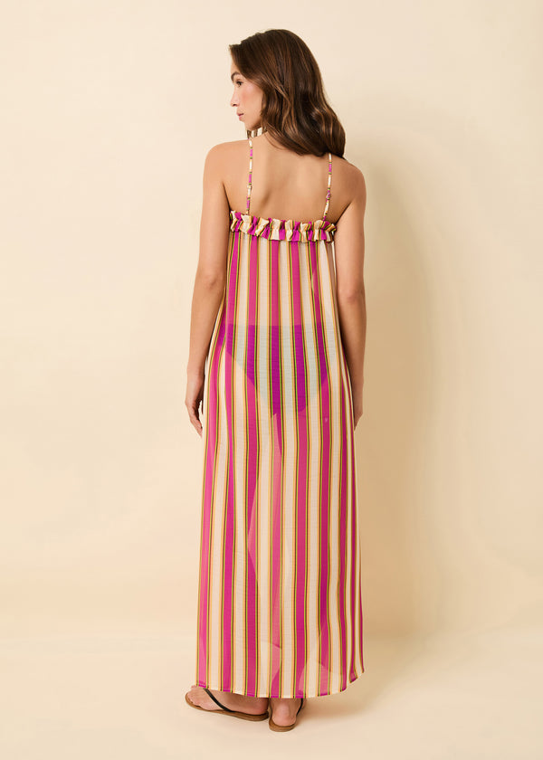 Solid & Striped Ayden Dress Crinkle Sheer South Beach Stripe