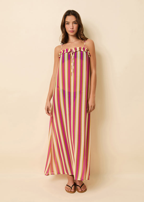 solid & striped Ayden Dress Crinkle Sheer South Beach Stripe
