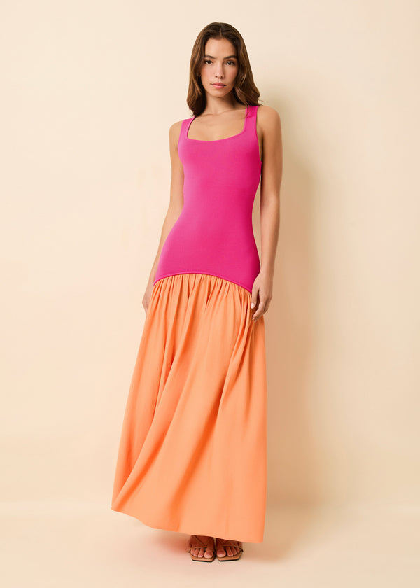Solid & Striped Camila Dress Orange Soda / Paradise Pink