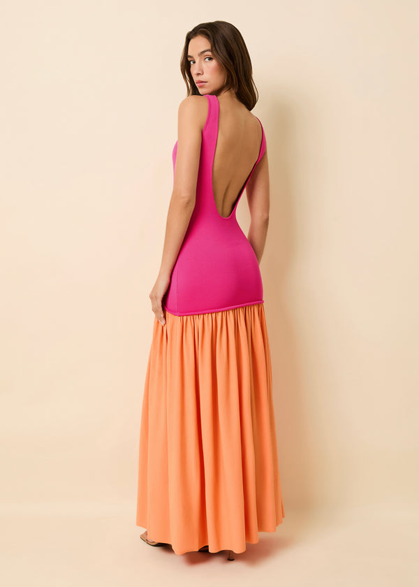 solid & striped Camila Dress Orange Soda / Paradise Pink