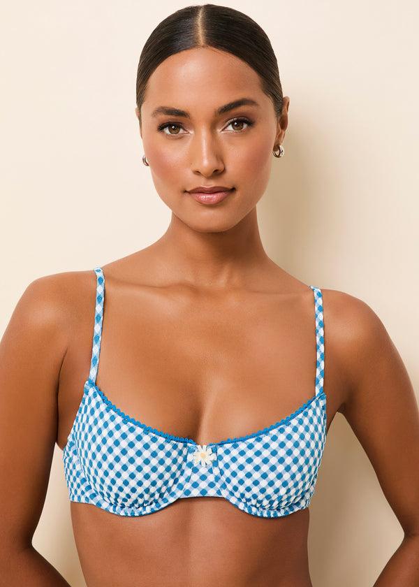 Solid & Striped Daphne Bikini Top Cosmic Blue Gingham