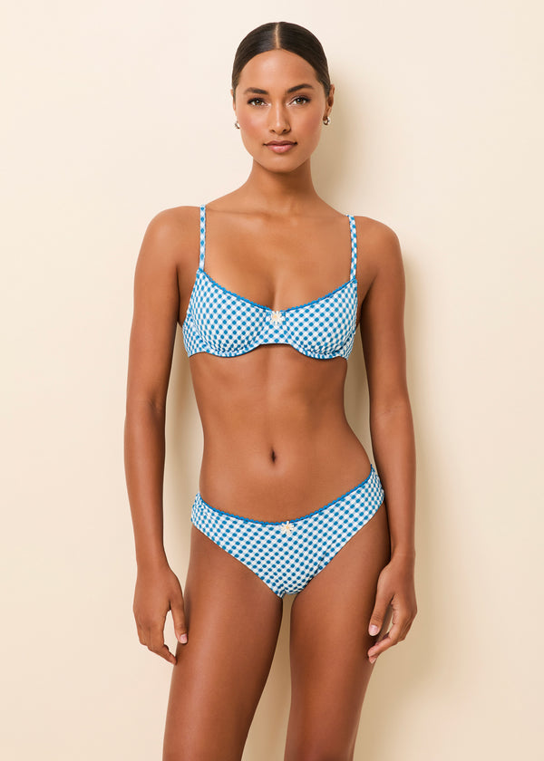 solid & striped Daphne Bikini Top Cosmic Blue Gingham