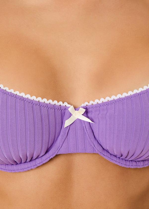 Solid & Striped Daphne Ribbed Bikini Top Ultra Violet