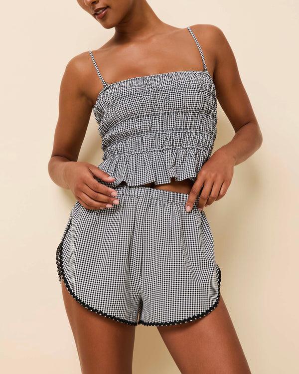 Solid & Striped Delilah Convertible Top Seersucker Noir Gingham