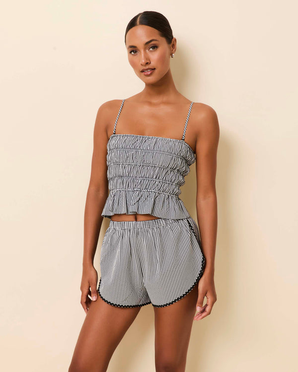 solid & striped Delilah Convertible Top Seersucker Noir Gingham