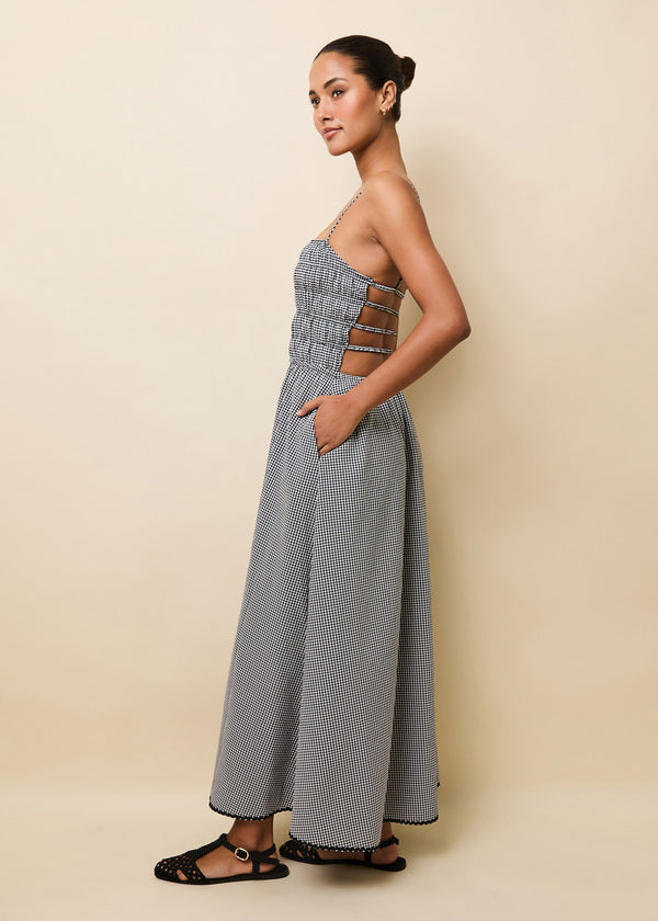 solid & Striped Delta Midi Dress Seersucker Noir Gingham