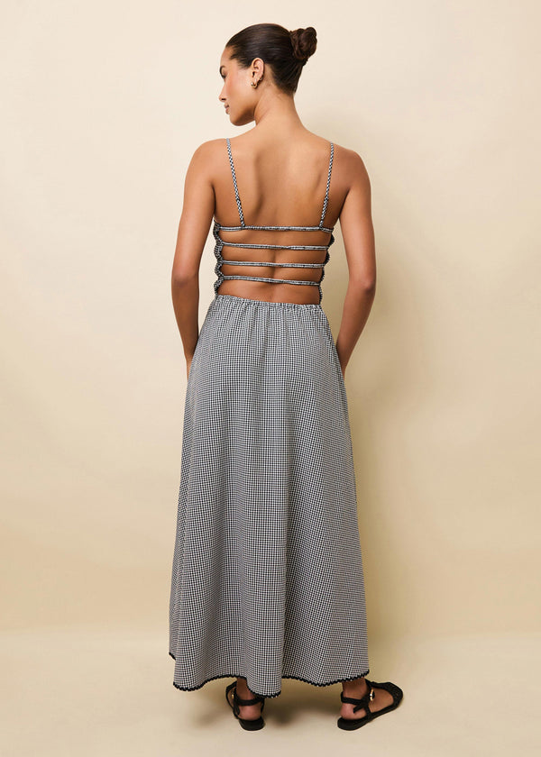 solid & Striped Delta Midi Dress Seersucker Noir Gingham