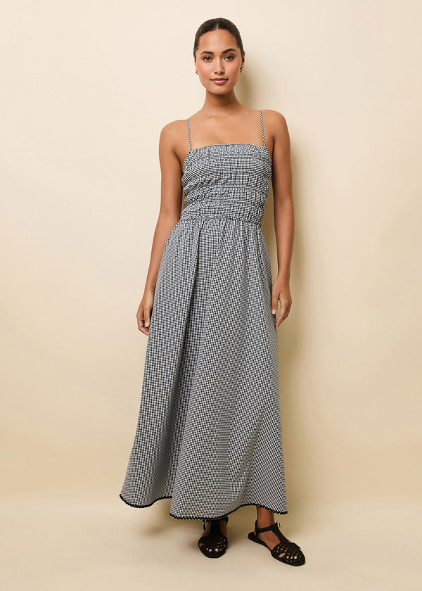 solid & striped Delta Midi Dress Seersucker Noir Gingham