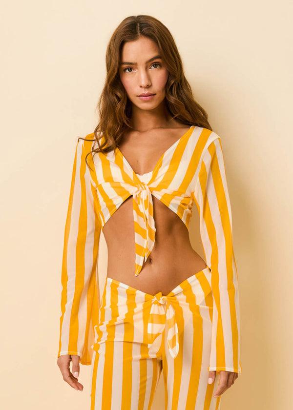 solid & striped Dolly Tie Top Mesh Pineapple / Brule Stripe