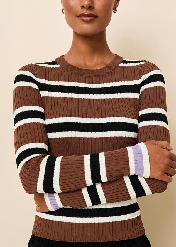 Solid & Striped Dora Ribbed Knit Top Coconut / Noir Stripe