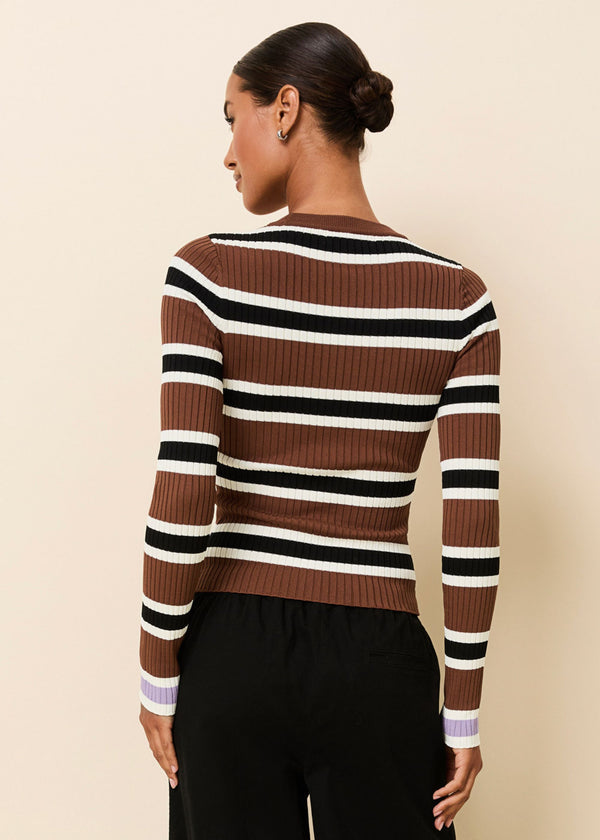 Solid & Striped Dora Ribbed Knit Top Coconut / Noir Stripe