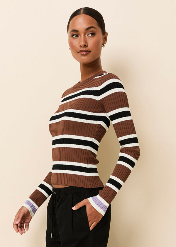 Solid & Striped Dora Ribbed Knit Top Coconut / Noir Stripe