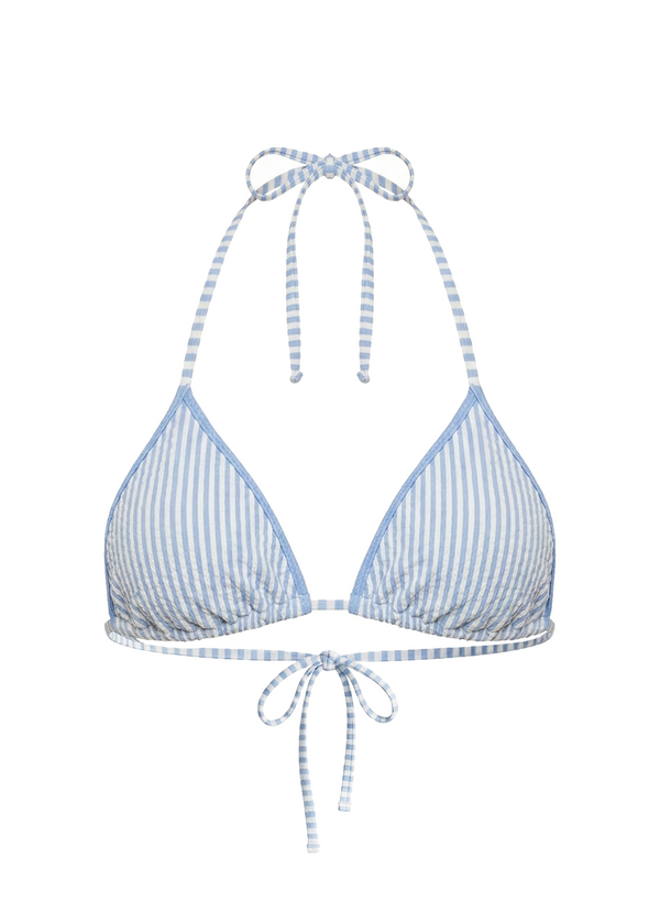 Solid & Striped Iris Bikini Top Seersucker Blue Lagoon / Brule Stripe