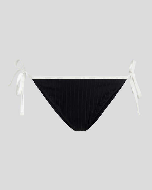 Solid & Striped Iris Ribbed Bikini Bottom Noir / Optic White
