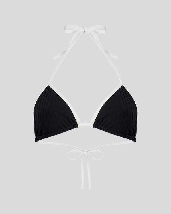 Solid & Striped Iris Ribbed Bikini Top Noir / Optic White