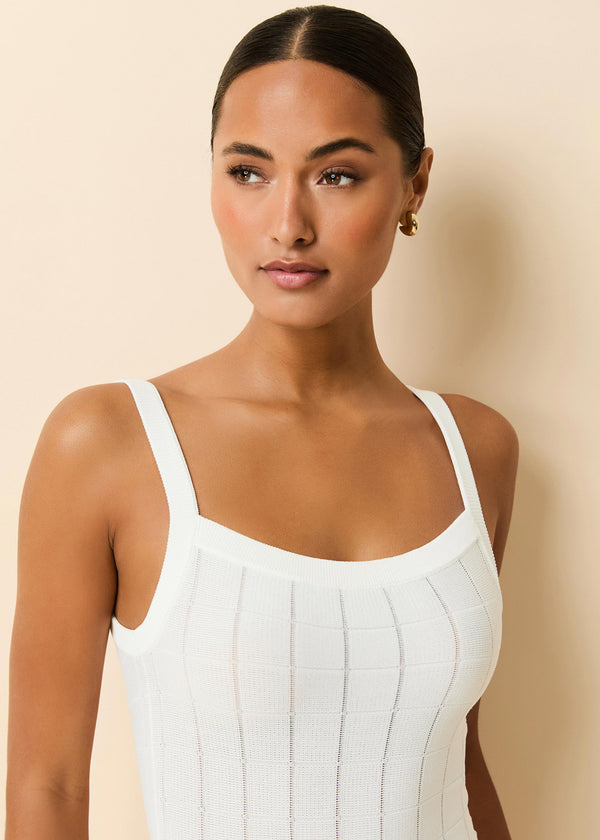 Solid & Striped Lennon Mini Dress Grid Knit Optic White