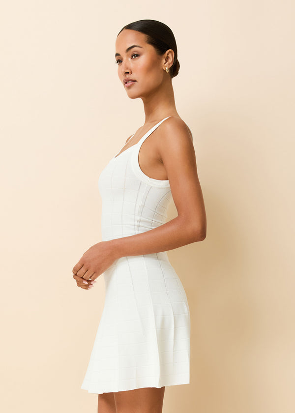 Solid & Striped Lennon Mini Dress Grid Knit Optic White