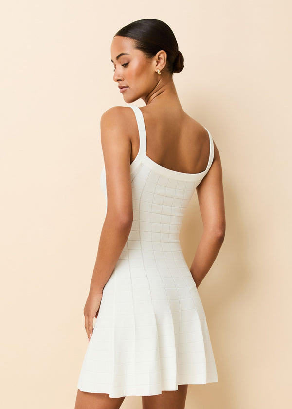 Solid & Striped Lennon Mini Dress Grid Knit Optic White