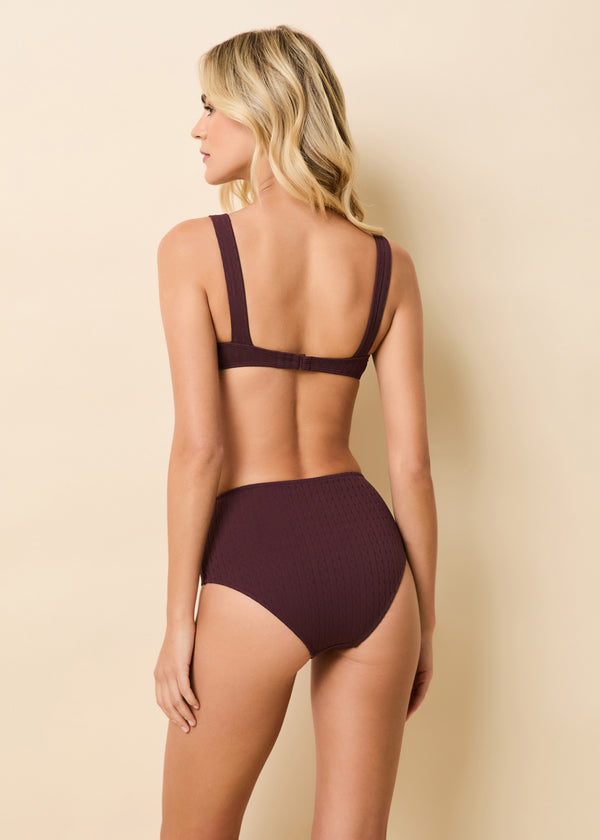Solid & Striped Lilo Bikini Top Cable Jacquard Raisin Brown